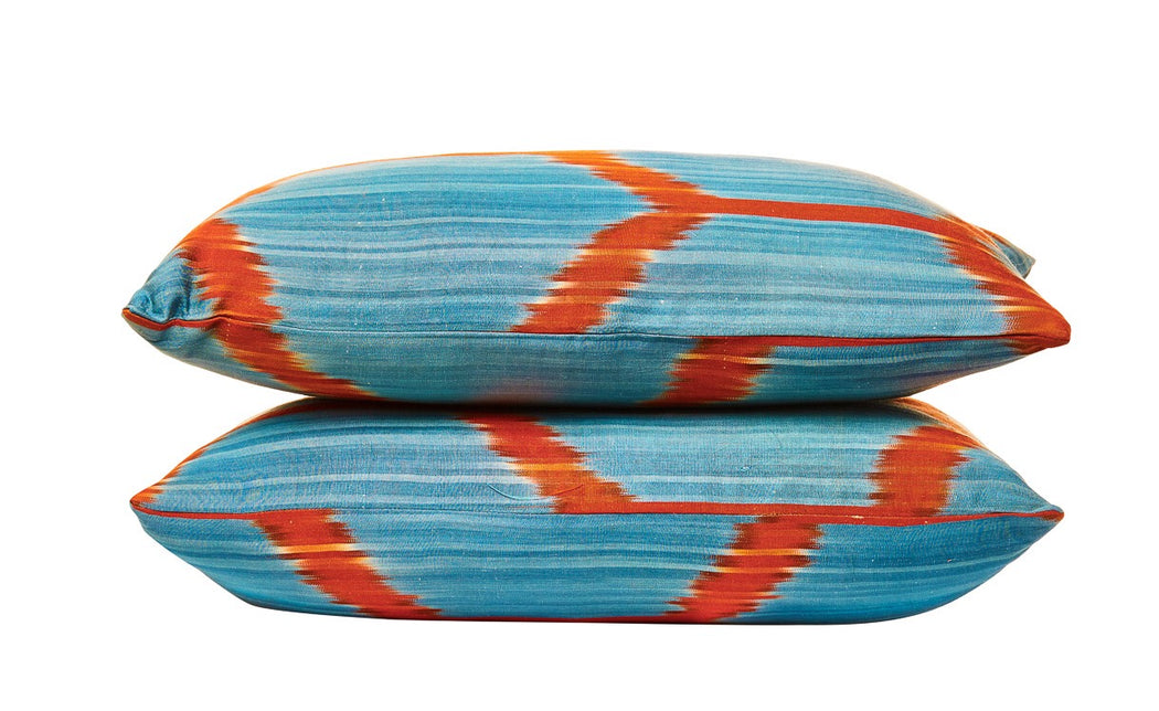 Geometric Motif Handwoven Silk Ikat Heritage Style Cushion - Heritage Geneve