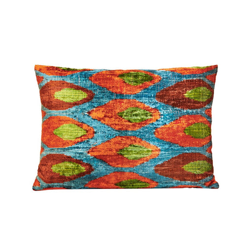 Circle Dot Brown Velvet / Ikat Heritage Style Sofa Cushion - Heritage Geneve