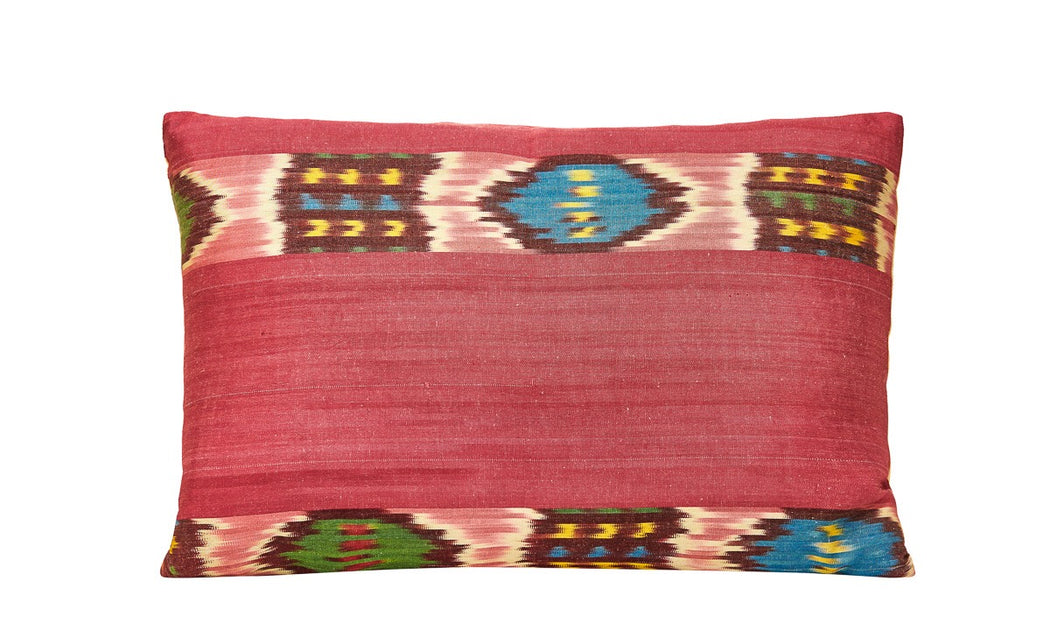 Cornflower Handwoven Silk Ikat Stripe Cushion - Heritage Geneve
