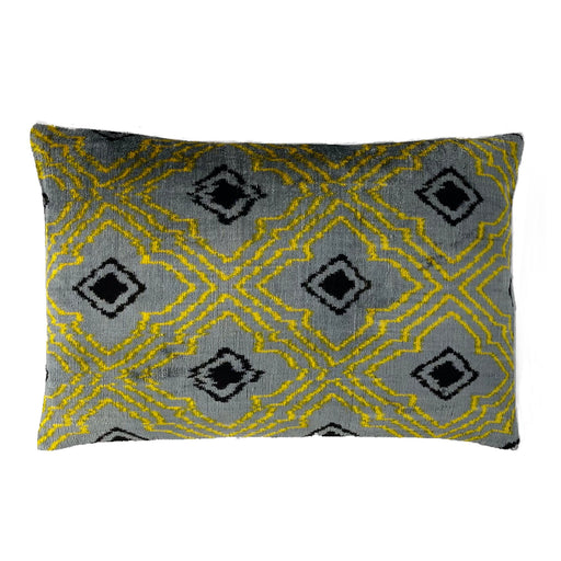 Velvet Ikat yellow gray Ikat cushion cover Heritagegeneve 
