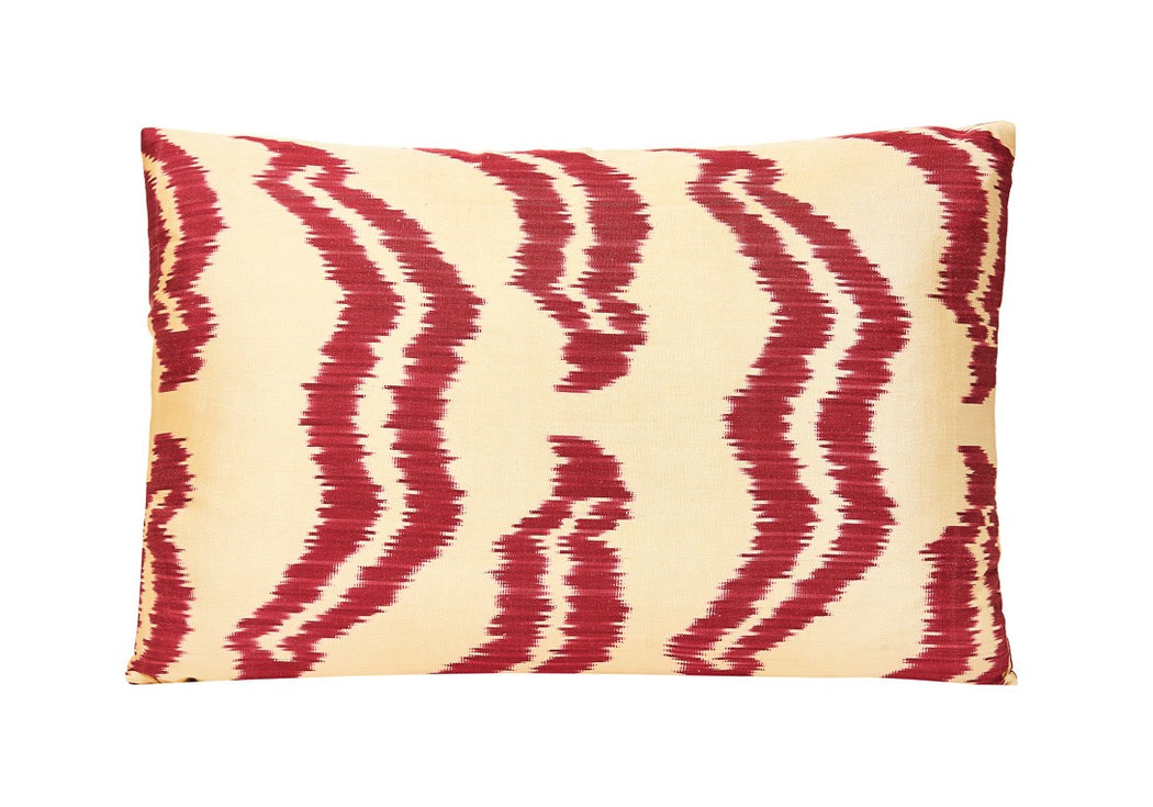 Cornflower Handwoven Silk Ikat Stripe Cushion - Heritage Geneve