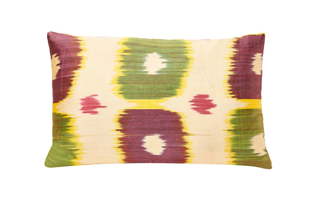 Canterbury Bells Silk Ikat Handcrafted Heritage Style Cushion - Heritage Geneve