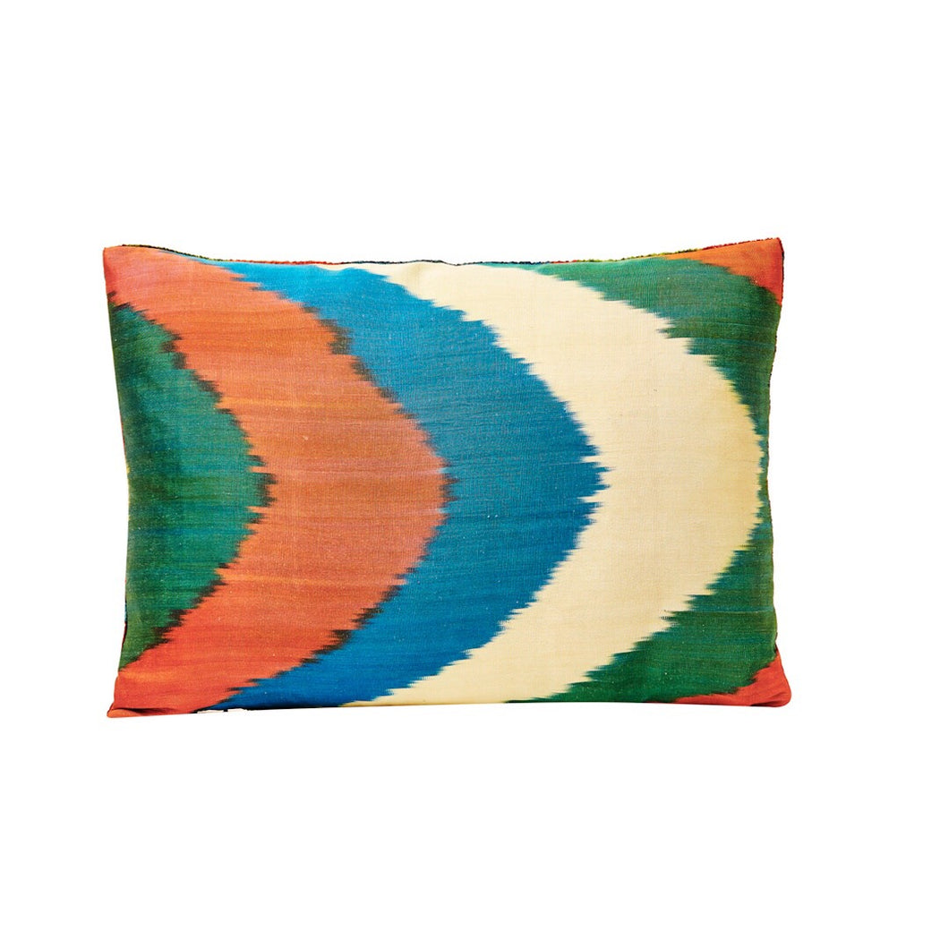 Circle Dot Brown Velvet / Ikat Heritage Style Sofa Cushion - Heritage Geneve