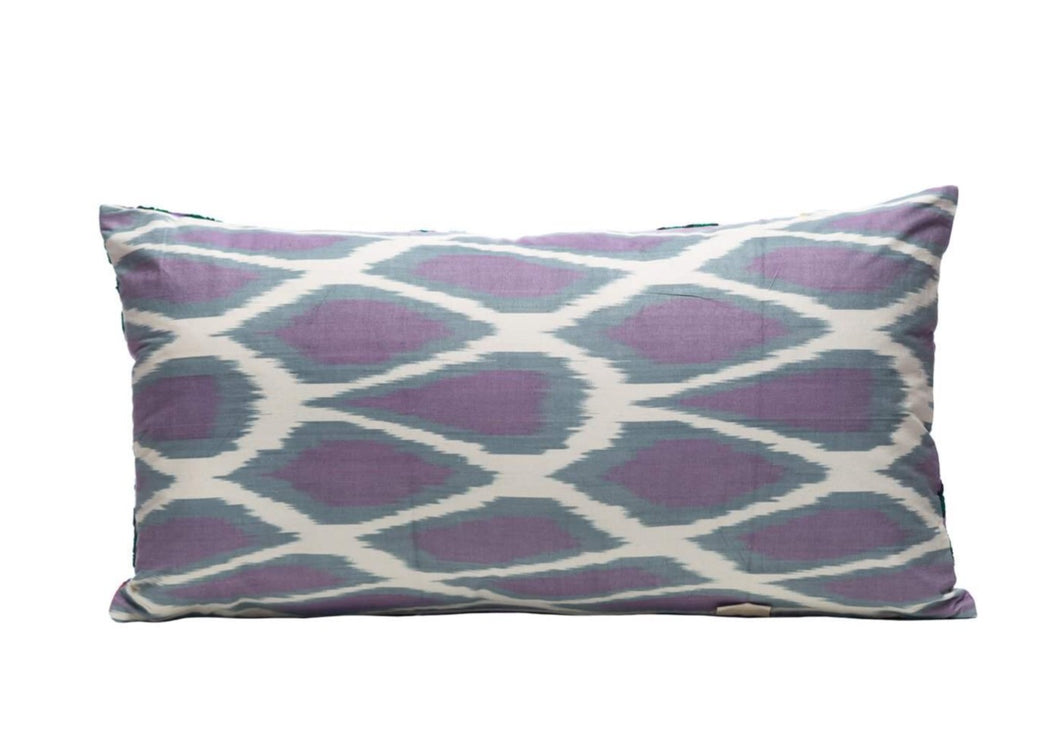 Purple Bunch Botanicals Silk Suzani Cushion Double Sided Ikat