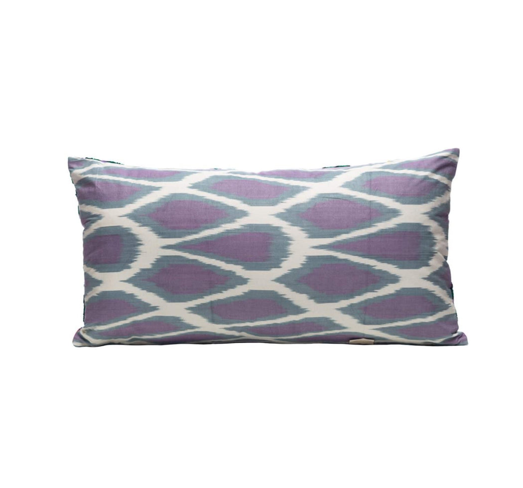 purple ikat cushion