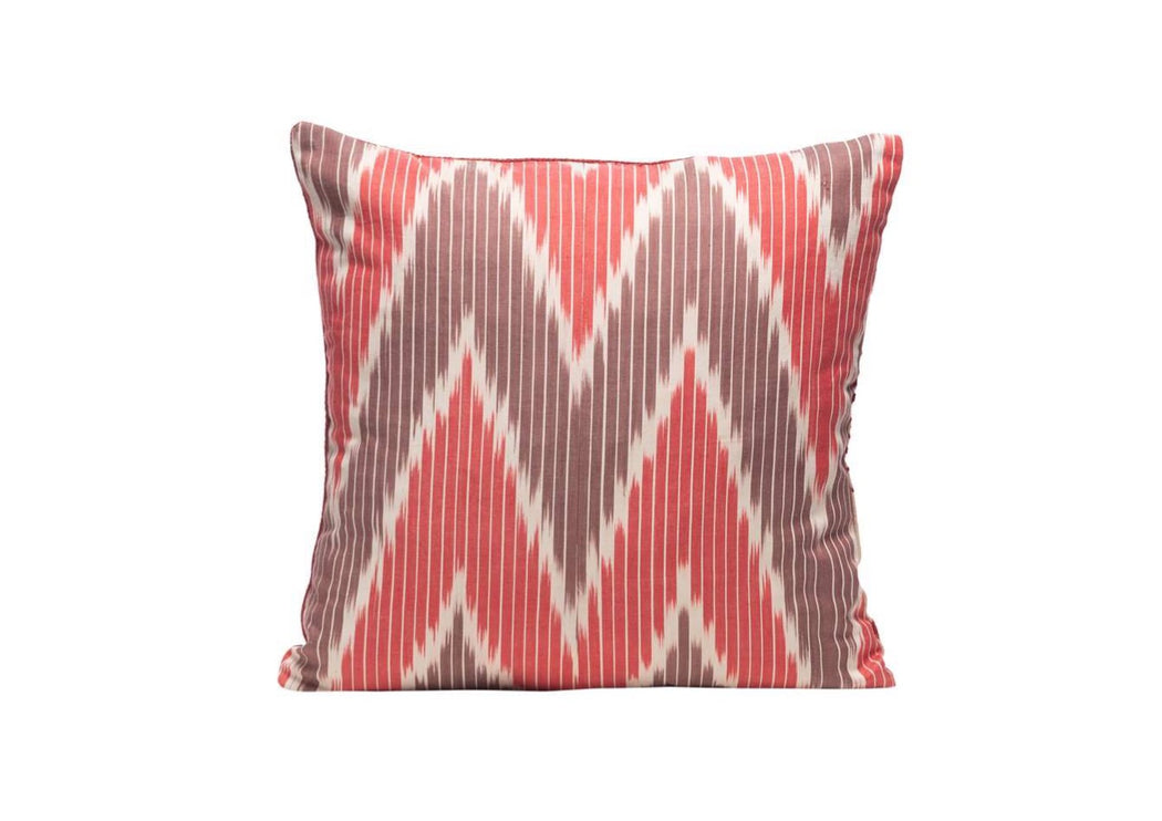 red brown ikat cushion