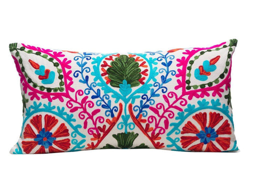 colourful embroidered cushion