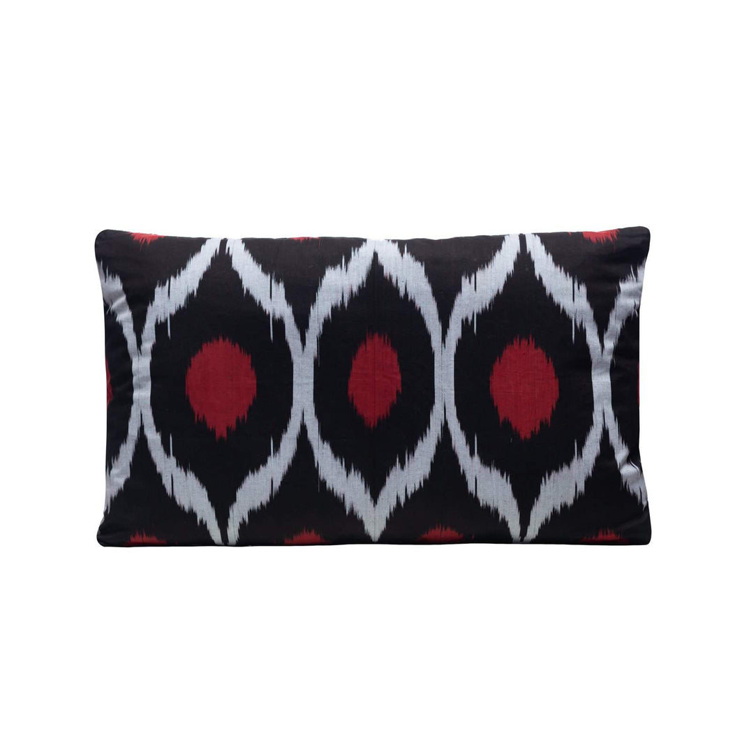 black and red ikat cushion