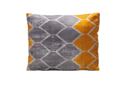 grey yellow velvet cushion