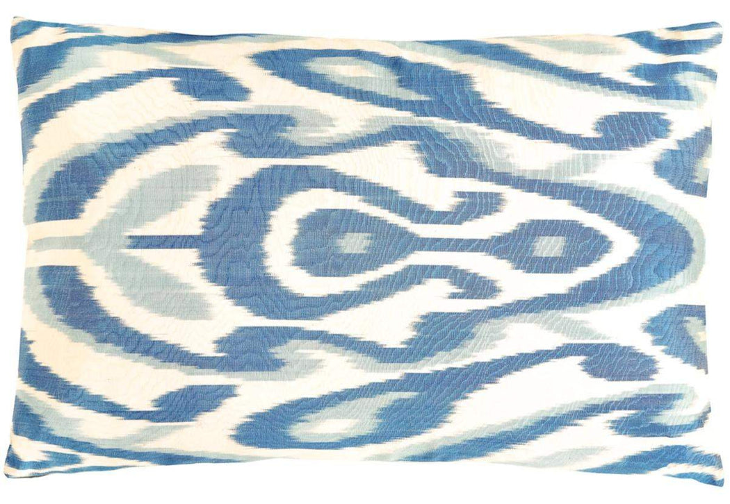 Artemis Blue Leaf Double Sided Ikat Cushion - Heritage Geneve