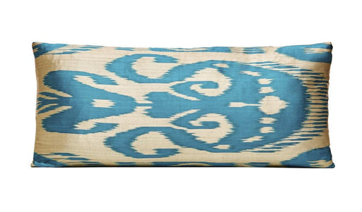 Blue Lamp Handwoven Silk Ikat Cushion - Heritage Geneve