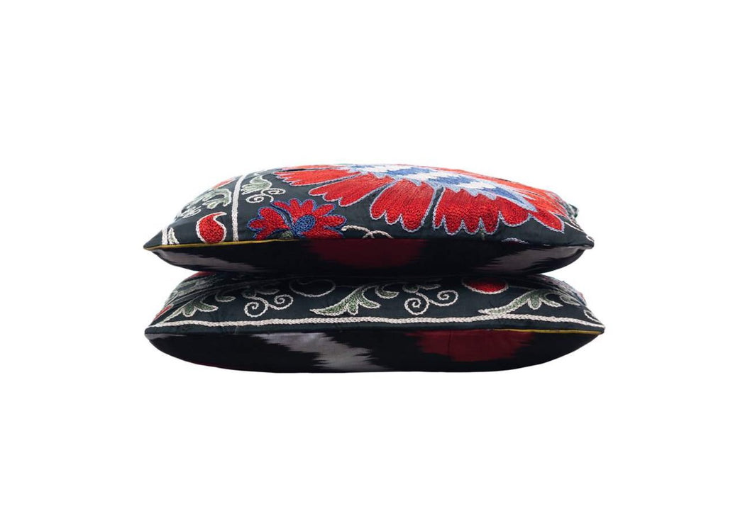 double sided black suzani cushions