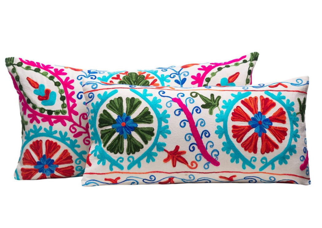 colourful hand embroidered cushions