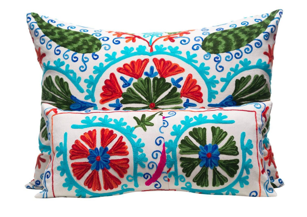 blue suzani cushion hand embroidered