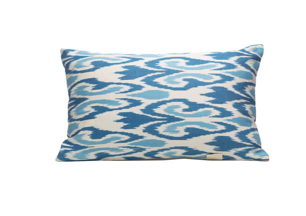 blue ikat cushion