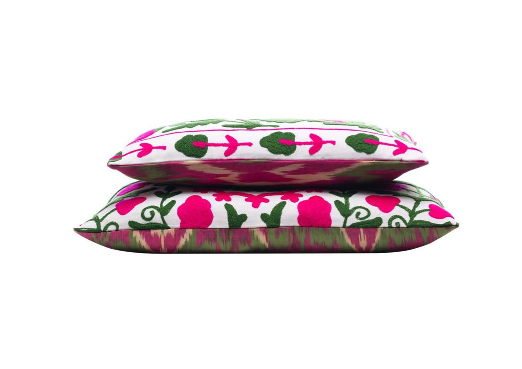double sided pink and green cushions