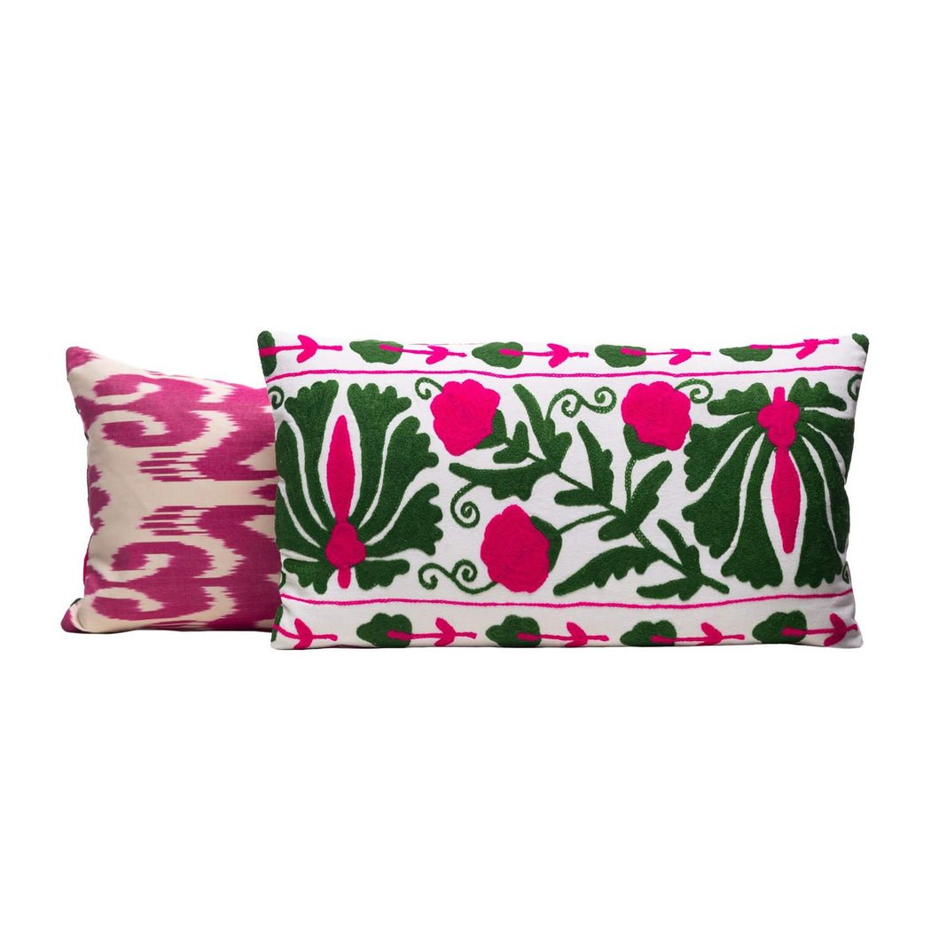 pink and green styled cushions