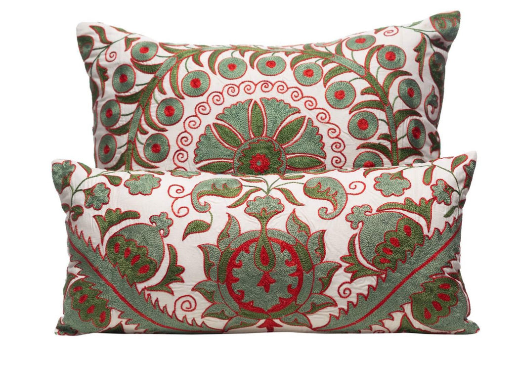 luxury suzani green cushions