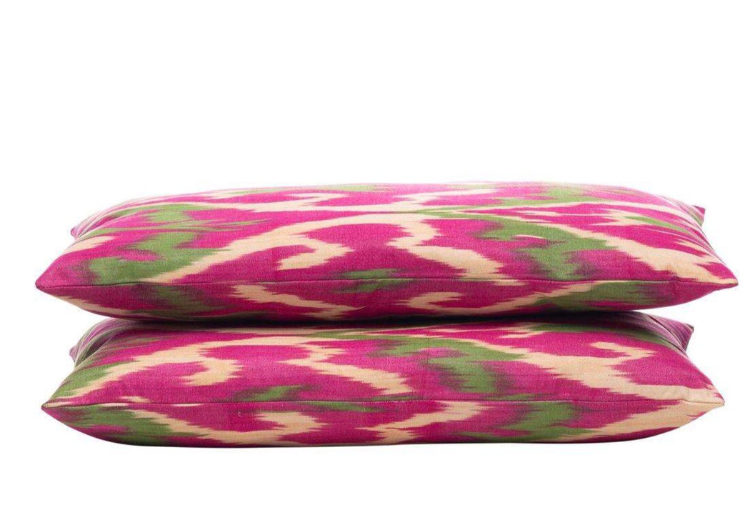 pink ikat cushions