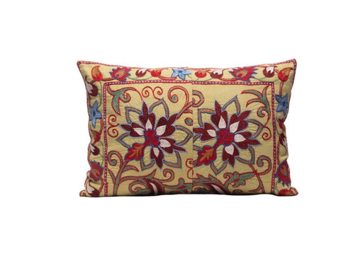 flower red and yellow suzani cushion