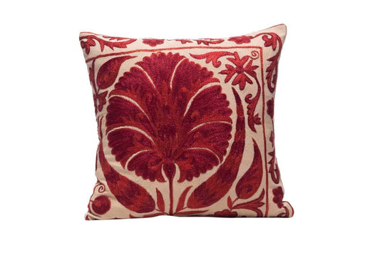 red flower suzani cushion