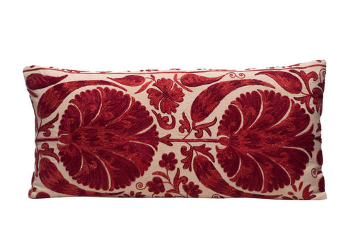 long red suzani cushion