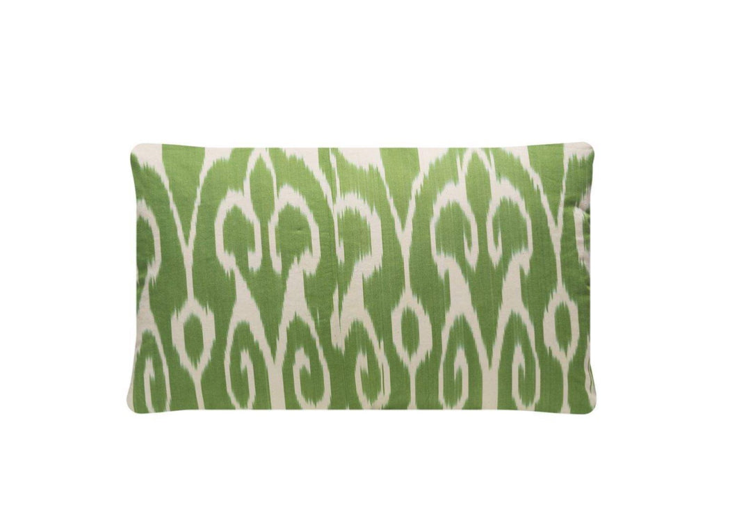 green ikat cushion