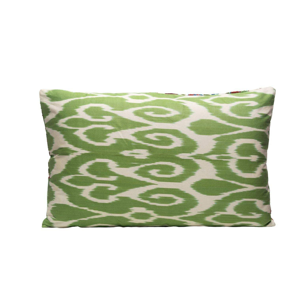 bright green ikat cushion