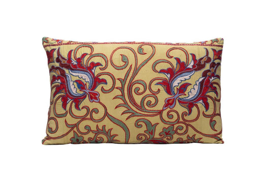 beige embroidered suzani cushion