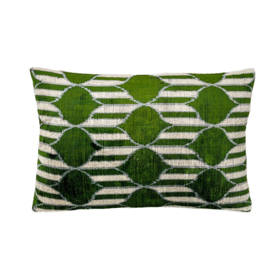 Velvet cushion cover silk green white 